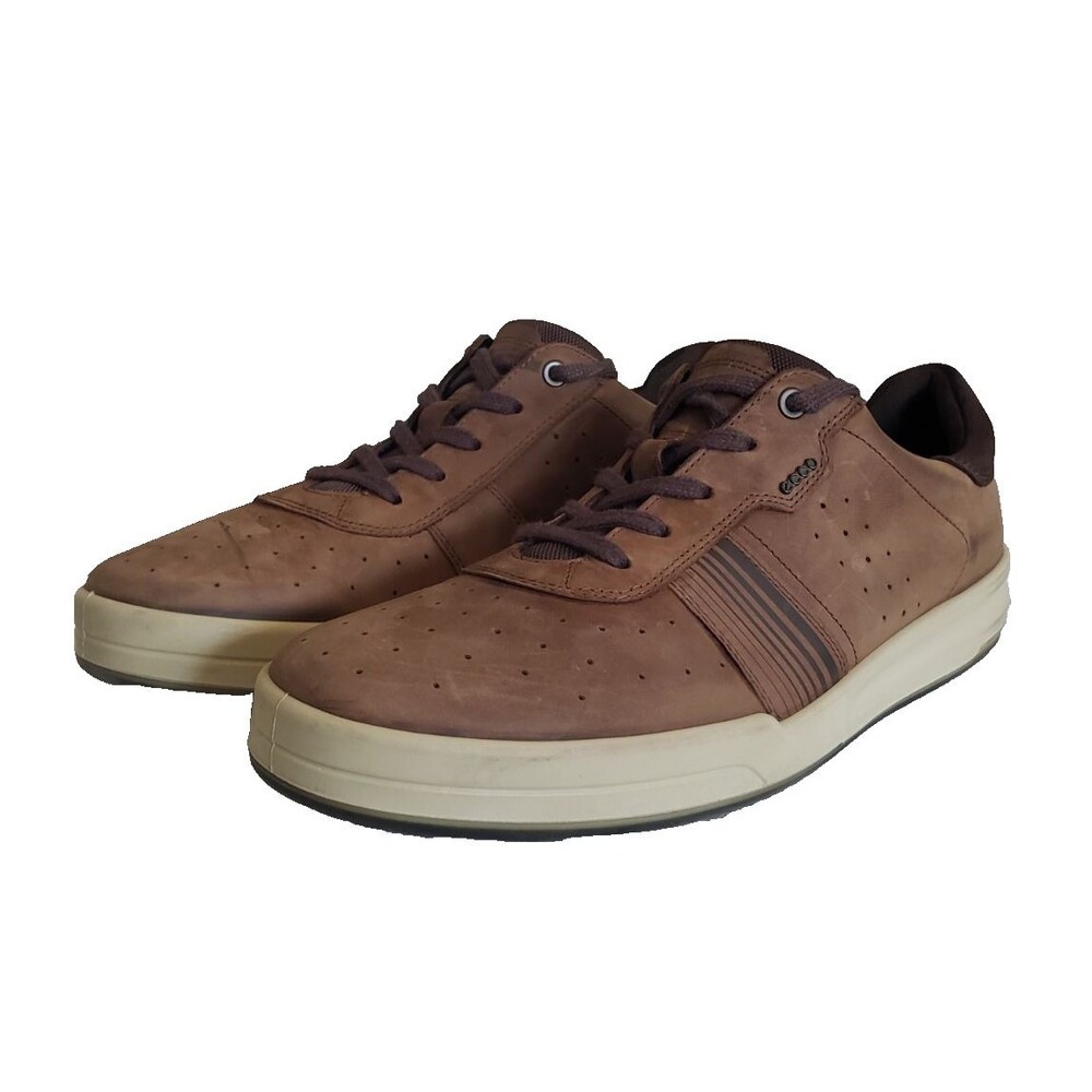 ECCO Jack Shoes Men's 12.5 Brown Nubuck Low Top Casual Cushioned Padded Sneakers